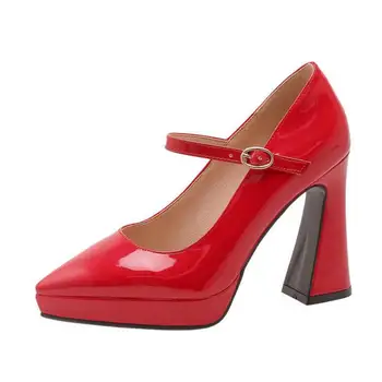 2023 г. Нови дамски обувки-лодка на висок ток 8,5 см, размер на 33-43, вечерни обувки, червени сватбени обувки