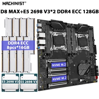 MACHINIST Kit X99 D8 MAX Комплект дънна платка с комбинирана двоен процесор Xeon E5 2698 V3 Процесор в LGA 2011-3 8 бр. * 16 GB = 128 GB оперативна памет DDR4 ECC