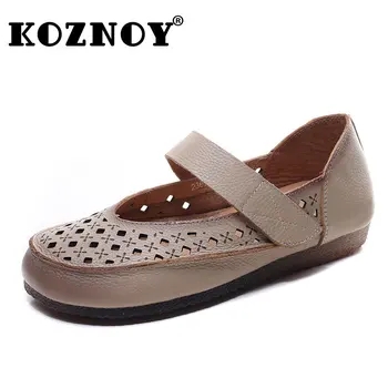 Дамски Мокасини Koznoy 2 см, нов, дизайнерски летни меки лоферы на равна подметка от естествена телешка кожа, удобни дамски модни обувки на куки