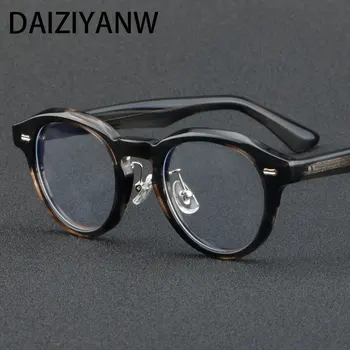 Кръгли Реколта висококачествени Ацетатные рамки за очила луксозен марка ръчно изработени, женски, мъжки, оптични Рамки за очила по рецепта