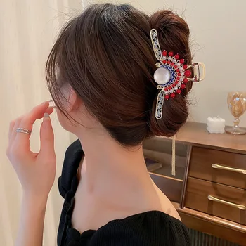 Модерен ретро златна висулка в стила на Пекинската Опера, скоба за коса, за жени, геометрични щипки за коса за момичета, шнола за коса, аксесоари за коса