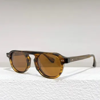 Японски слънчеви очила с кехлибарен цвят tvr 529 овалния вида за мъже и жени, ръчна изработка в стил ретро с удебелени ацетатными слънчеви очила
