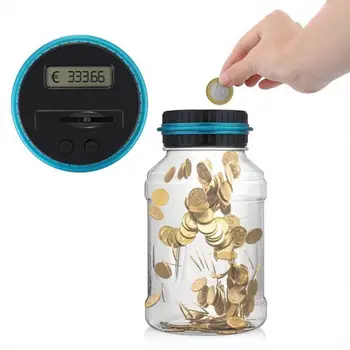 1.5 Л LCD дисплей Електронен цифров Брои банка за монети Кутия за икономии на пари Голям капацитет ABS Банка за пари led дисплей Банка за спестяванията на монети