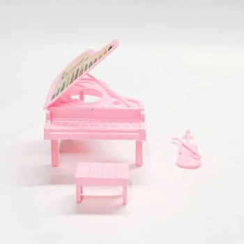 1 Комплект 1:12 Миниатюрни пиано за куклена къща с табуреткой, мини-китара, Модел на музикални инструменти, аксесоари, декорация, модел мини-пиано