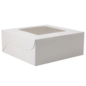 10 Опаковки кутии за бисквити с прозрачен прозорец Водоустойчива кутия за печене Квадратна контейнери за кексчета за малките сладкиши с ягоди