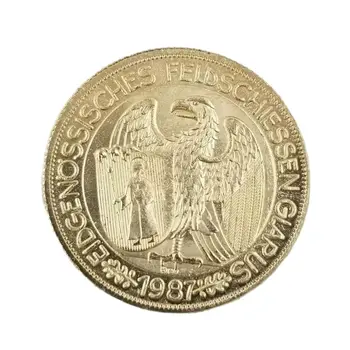 1987 Швейцарски позлатени монети за домашен интериор Монета Лъки Magic Подбрани копия на Монети, медали, Коледни подаръци # 2436