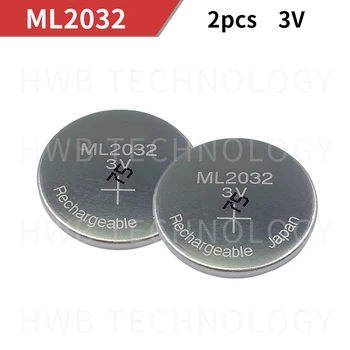 2 бр./лот, нова оригинална ML2032 3V литиева акумулаторна батерия, бутон батерии (ML2032)