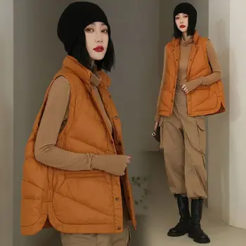 2022 Жилетка нов стил, корейски женски лесен кратък памук жилетка, зимно палто