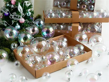 4-10 см Прозрачен коледен декор под формата на коледни елхи, топка, окачване с мехурчета, подаръци, Модни Коледни декоративни аксесоари 