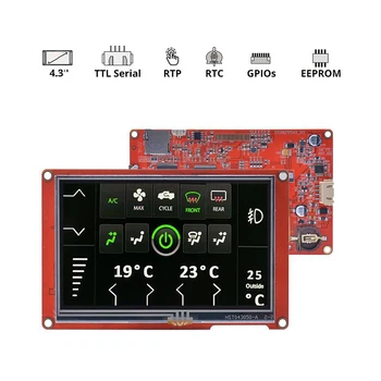 4,3-инчов LCD-TFT-дисплей HMI 480*272, Интелигентен капацитивен/резистивен екран, Вграден интелигентен дисплей RTC за електрически компоненти