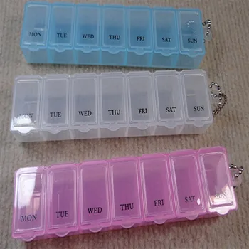 7 Слотовете Прозрачни мини пътен седмичен син калъф за хапчета за лекарства, сплитери, Портативна медицинска кутия