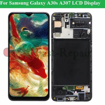 A30S Дисплей Super AMOLED На Samsung Galaxy A30S A307F A307 A307FN LCD Сензорен Дисплей, Дигитайзер, В Събирането на резервни Части A307 LCD