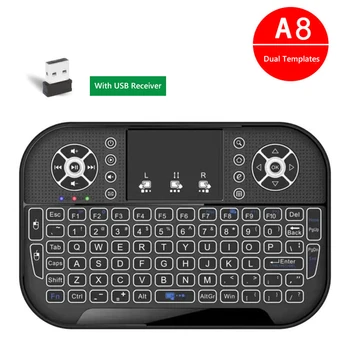 A8 Мини Акумулаторна ергономична въздушна мишка 2,4 G, тъчпад, безжична клавиатура с подсветка, USB-приемник за Smart TV Box, настолна тъчпад