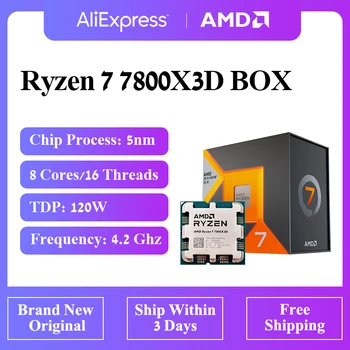 AMD Ryzen 7 7800X3D ах италиански хляб! r7 7800X3D 5,0 Ghz и 8-ядрен 16-стрийминг процесор на 5 НМ 96 М 100-100000910 Гнездо AM5 Нова Запечатани Без вентилатор