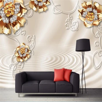 beibehang Изработени по поръчка голяма фреска от висок клас в съвременен стил фентъзи, красива украса под формата на бриллиантового цвете, тапети тапети за хола