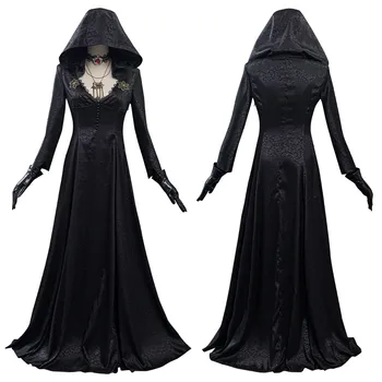 Cosplay, средновековен ретро костюм в стил steampunk, вампир, готическата женствена рокля, облекло за парти, за Хелоуин, кралят костюм