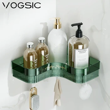 VOGSIC Light Луксозни стелажи за баня Без Перфорация, Рафтове за Съхранение на Шампоан, Гел за душ, Органайзер за съхранение вкъщи, Аксесоари за баня