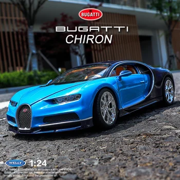 WELLY 1:24 Bugatti Chiron Масови автомобили, отлитые под налягане, симулация модел на колата от метална сплав, класическа играчка машина за детски подарък B541