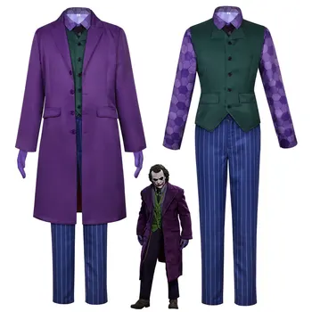 Аниме Костюм на прилеп Жокера за Хелоуин, cosplay, костюм на Едуард Нигмы, лилава козина, мъжки костюм с принтом, единни яке, зелена жилетка, панталони