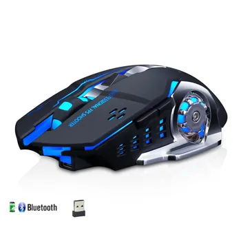 Безжичната акумулаторна детска мишка, 3 ниво DPI, 7 led светлини, 6 бутона, 2,4 G USB + Bluetooth, двухрежимная безжична мишка за геймъри