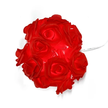 Венец с цветя на Свети Валентин, цветя осветление, батерии, 8 режима, дистанционно управление и таймер, украса (червен)
