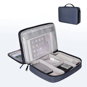 Водоустойчив 2-слойная чанта за съхранение и USB-кабел, електронен органайзер, калъф за цифрови джаджи, преносим пътен калъф за Ipad