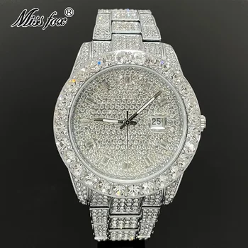 Горещи Луксозни Мъжки Часовник Хип-хоп Маркови модни кварцов ръчен часовник Iced Out Moissanite Водоустойчиви часовници за Мъже Безплатна Доставка Reloj