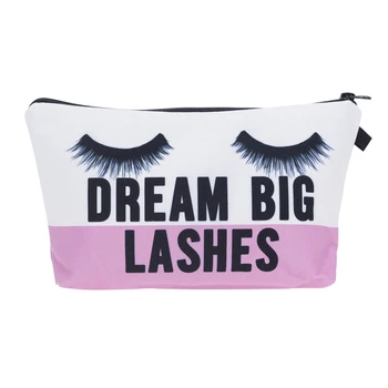Дамски косметичка Козметични органайзер Dream Big Lashes Косметичка с принтом Модни дамски косметичка Пътна чанта За съхранение