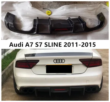 Дифузер на задната Броня За Audi A7 S7 SLINE 2011 2012 2013 2014 2015, на Перваза На Вратата на Багажника, Спойлер На Настоящия Въглеродни Влакна (led подсветка)