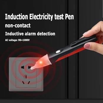 Дръжка за проверка на индукционно ток AC 90-1000 В Безконтактен led теста на молив с подсветка, детектор на напрежение на електрическия контакт, Сензорна писалка-тестер