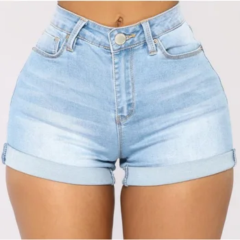 Дънкови къси панталони женски с закатанным ръба, летни дамски панталони за момичета, дънкови панталони с висока талия, ежедневни сексуални дънкови къси панталони за жени 2023