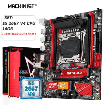 Дънна платка MACHINIST X99 Combo Set LGA 2011-3 Kit Xeon E5 2667 V4 CPU Процесор 16 GB DDR4 оперативна Памет NVME M. 2 WIFI SATA 3,0 RS 9