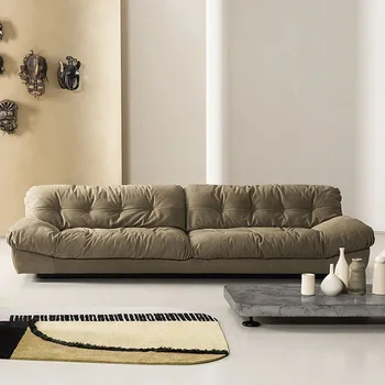 Италианската минималистичная хол от матова тъкан, малък кът, пуховый облачен диван в лениво стил