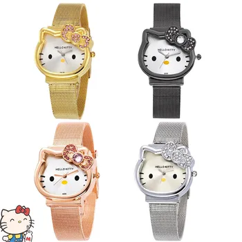 Кавайные часовници Sanrio, аксесоари Hello Kittys, сладко аниме, стоманена каишка, детски студентски часовници, играчки за момичета, подарък на едро