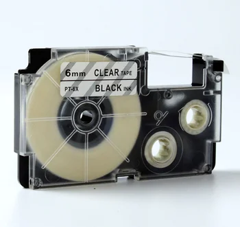 касетка с етикет на лента 3x6mmx8m Black On Clear XR-6X За Производител на Етикети CASIO IEe-111