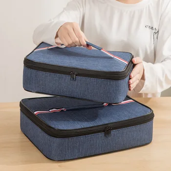 Квадратна удебелена термосумка за обяд Bento Box за носене на продукти, изолирани чанти-охладители за съхранение, голям пакет с лед, чанта за пикник, женствена чанта за обяд