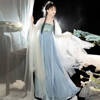 Китайското рокля Hanfu, женски кралят костюм за cosplay, женски древното традиционната рокля Hanfu, синьо и зелено рокля за танци, плюс Размер XL