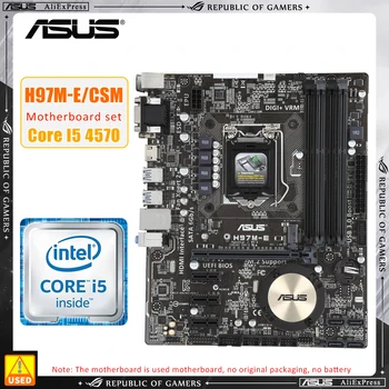 Комплект дънни платки LGA 1150 Asus H97M-E/CSM + процесор I5 4570 4 × DDR3 DIMM 32 GB дънна Платка Intel H97 6 x SATA M. 2 MICRO ATX