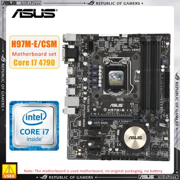Комплект дънни платки LGA 1150 Asus H97M-E/CSM + I7 4790 процесор, 4 х DDR3 DIMM 32 GB дънна Платка Intel H97 6 x SATA M. 2 MICRO ATX