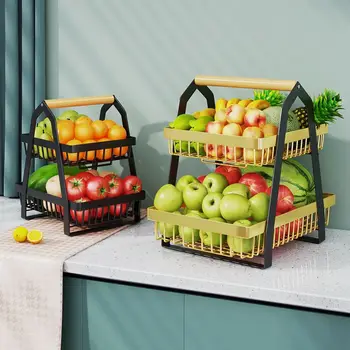 Кошница за плодове и зеленчуци, кухненски рафт на втория етаж, кошница за съхранение на плодове и зеленчуци, преносим полк