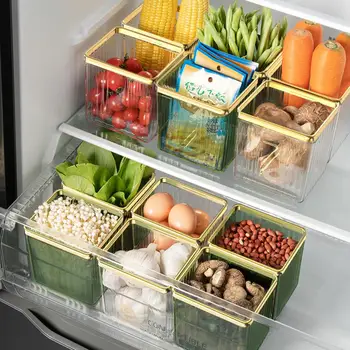 Кутия за съхранение в хладилника с фризер Прозрачен Видим Многоцелеви С Голям Отваря страничната Като Кутия За съхранение на Зеленчуци, Плодове Hom