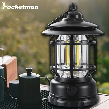 Лампа за къмпинг, уличен лампа за палатка, окачена лампа, ръчна лампа, водоустойчив фенер за къмпинг, авариен лампа в стил ретро