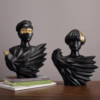 Модерна Скулптура от смола с участието на герои от Черни Птичи Пера, Статуетки за дома, Хол, Маса за Занаяти, Накити за работния плот в Офиса