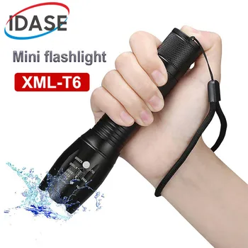 Мощен led фенерче XML-T6 Mini Факел Lanterna, тактическо фенерче, мащабируем Водоустойчив преносим фенер за нощуване на открито