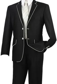 Мъжки костюм, 2 броя, плосък яка на две копчета, оборудвана черен блейзър, комплекти, зашити на поръчка в бизнес стил, смокинг, рокли за булката