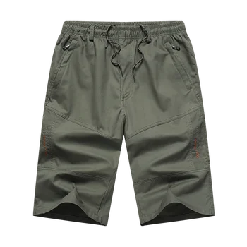Мъжки свободни ежедневни панталони от 100% памук, директни мъжки плажни шорти от еластична гумена лента на талията, мъжки скъсяване на панталони капри, лято 2023