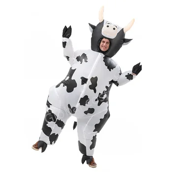 Надуваем костюм на крава за cosplay, забавно облекло с животни за мъже и жени, карнавальное шоу, Ден на Благодарността, празнична рокля маскарадное
