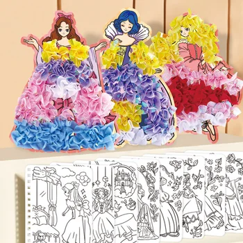 Направи си сам принцеса Рокля Енергичен книга на стикери за обличане на принцеси, етикети за момичета, Мультяшная за оцветяване, Подарък за момичета