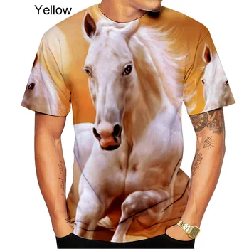 Нова мода за мъже 3D тениска с принтом коня и индивидуалност