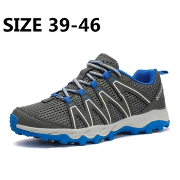 Нова мъжки ежедневни обувки, летни улични мъжки маратонки, окото дишаща туризъм обувки, удобни водна обувки, голям размер 39-46